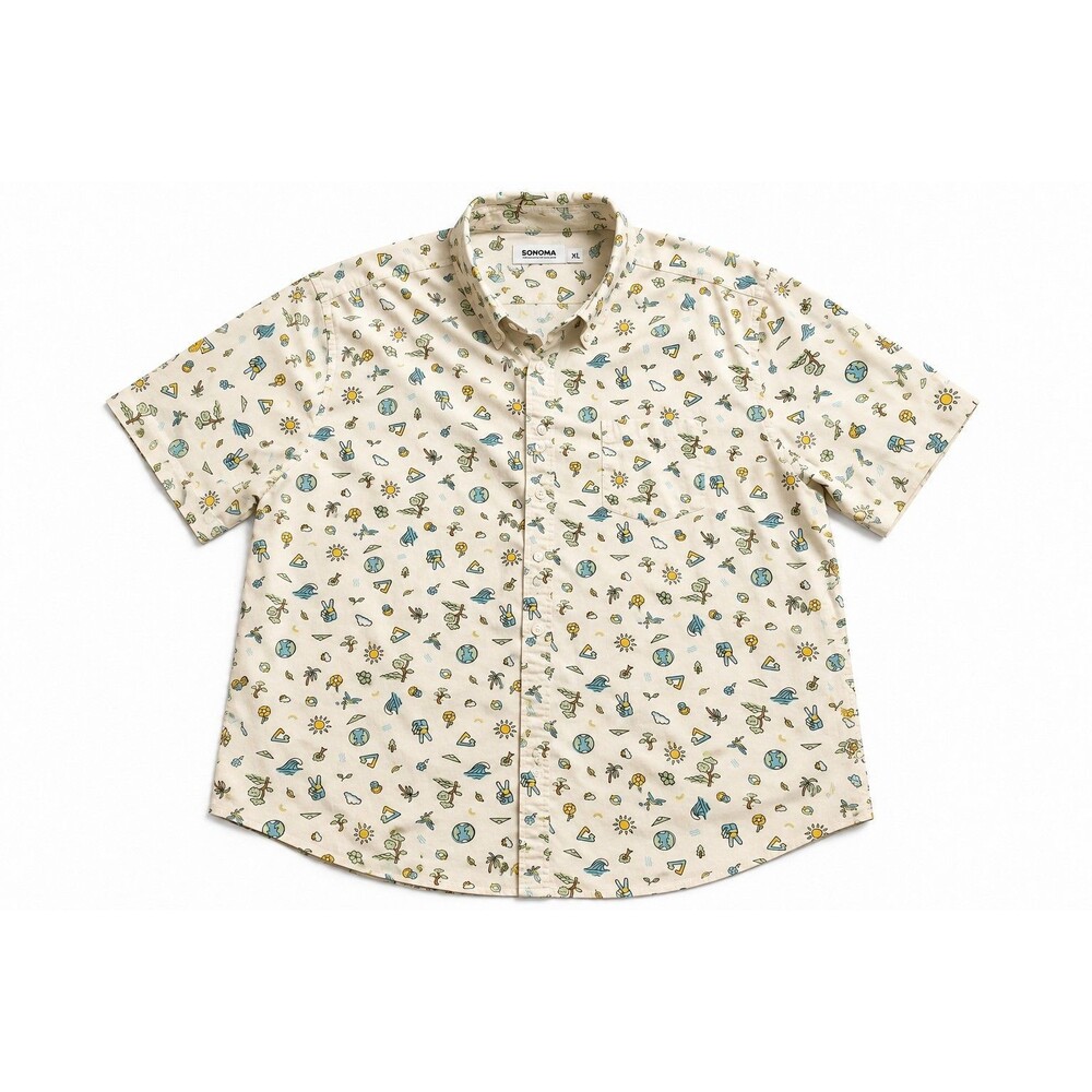 Sonoma Goods For Life Men’s XXL Novelty Doodle Print Short Sleeve Button Down